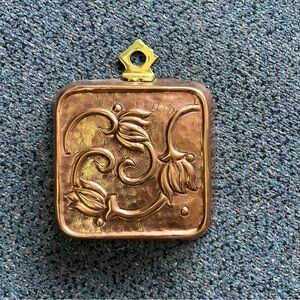 Vintage Copper Brass Mold Wall Hanging Floral Flowers Boho Folk Art India